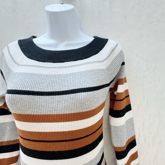 Karen Millen || Women's Boat Neck Sweater Dress Striped Midi Dress Medium - Picture 14 of 14